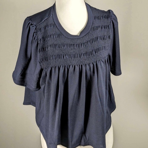 NWT AQUA SMOCKED GATHERED T-SHIRT - M - Picture 5 of 6